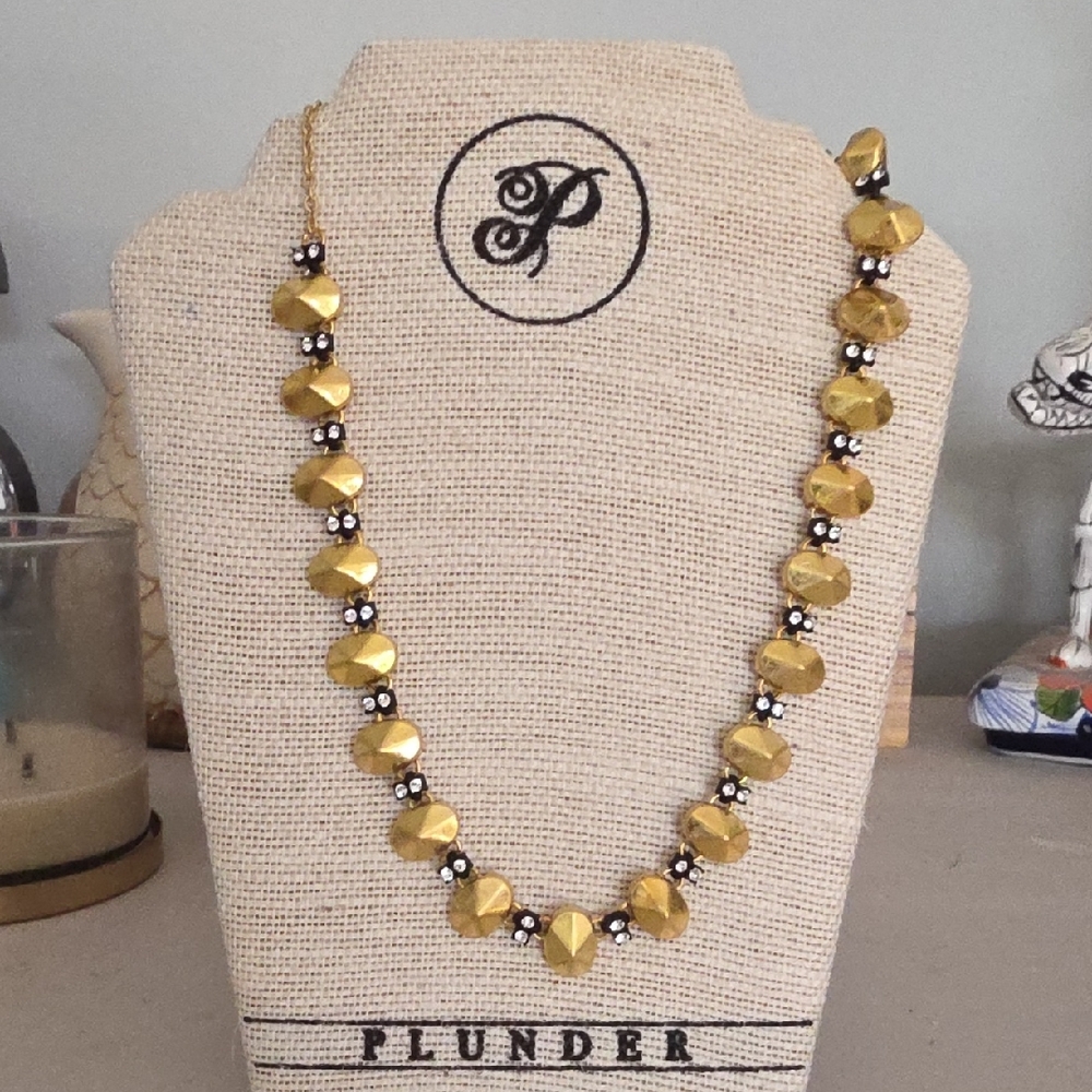 Plunder Gold and Black Faceted Necklace